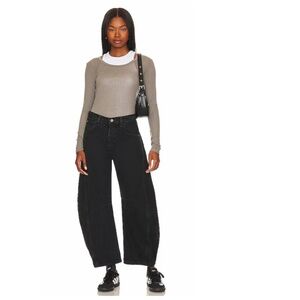 Free People - We the Free Mid Rise Barrel Jeans - Soundwave (Black) - Size 24